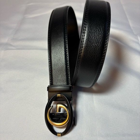 2/$30 Men’s Black Casual Ratchet No Holes Genuine Leather Belt Cut to Size - Picture 2 of 16